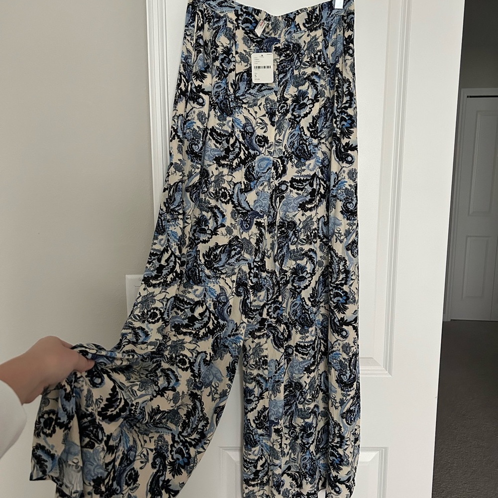 Free People Floral Blue and White Women's Palazzo Pants